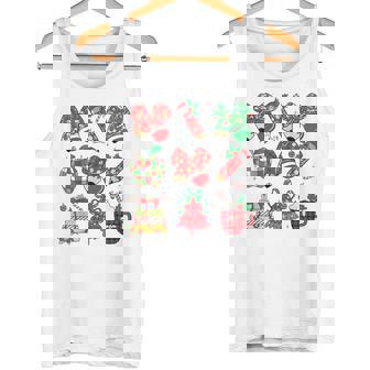 Bow Pencil Apple Xmas Tree Books Teacher Christmas Tank Top | Mazezy