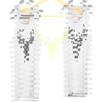 Camo Deer Hunting Christmas Pajama Elk Skull Buck Toddler Tank Top | Mazezy