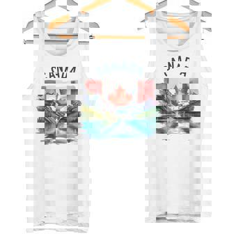 Canada Vintage Watercolor Flag Scenic Culture Travel Tank Top | Mazezy