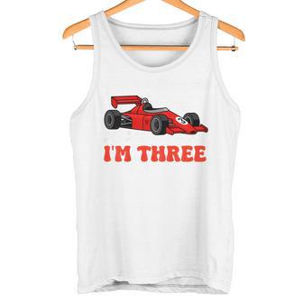 Can't Catch Me I'm Three Racing Car Birthday Kids Tank Top | Mazezy