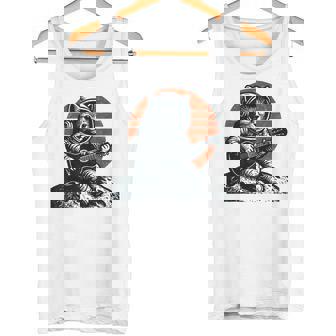 Cat Astronaut Playing Guitar Retro Space Music Lovers Tank Top | Mazezy