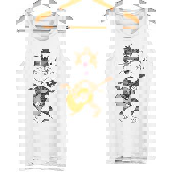 Cat Playing Acoustic Guitar Guitarist Music Teacher Tank Top | Mazezy