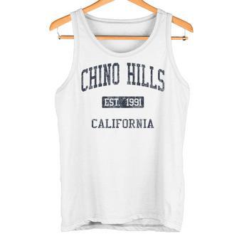 Chino Hills CA JN4 Vintage Athletic Blue Tank Top | Mazezy