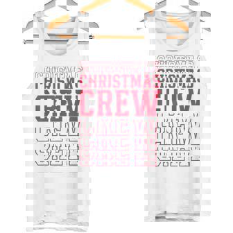 Christmas Crew Red Layered Text Family Santa Xmas Tank Top | Mazezy