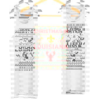 Christmas In Louisiana Cajun Holiday Crawfish Art Tank Top | Mazezy