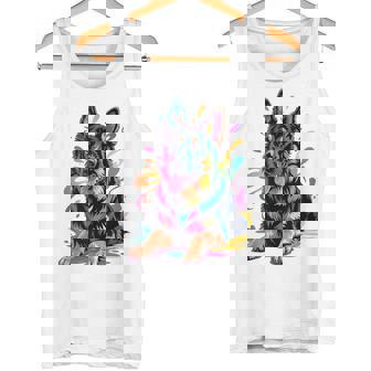 Colorful German Shepherd Portrait Pop Art Dog Mom Dad Tank Top Tank Top | Mazezy