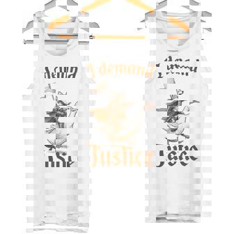 Corgi & Goose Meme Dog Lover Humor Sarcasm I Demand Justice Tank Top | Mazezy