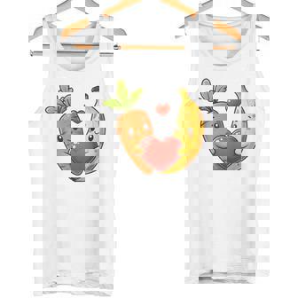 Cute Carrot And Banana Vegan Valentine Couple Tank Top | Mazezy