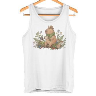 Cute Cottagecore Capybara Tea And Snail Forest Mushroom Tank Top | Mazezy