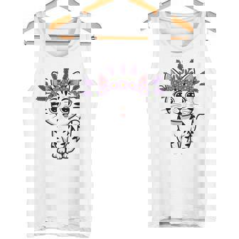 Cute Lavender Purple Flower Crown Cat Kawaii Kitty Floral Tank Top | Mazezy