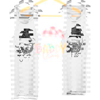 Daddy Claus Buffalo Plaid Red Santa Hat Christmas Pajamas Tank Top | Mazezy