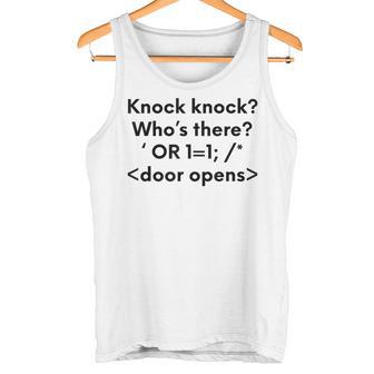 Divertida Hacker Hacker Inyección Knock Knock Camiseta sin mangas - Regaloses