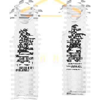 Drag Racing Life Messy Bun Hair Glasses Car Racing Tank Top Tank Top | Mazezy