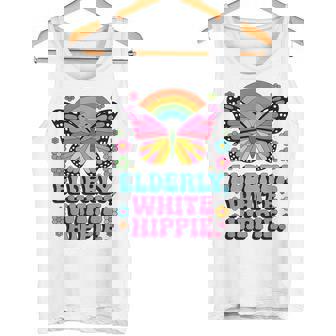 Elderly Hippie Retro Vibe Butterfly Vintage 70s Groovy Tank Top | Mazezy