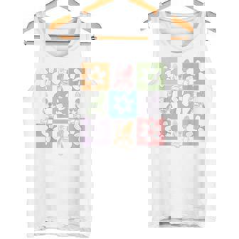 French Bulldog Pop Art Flower Grid Daisy Boho Frenchie Mom Tank Top | Mazezy