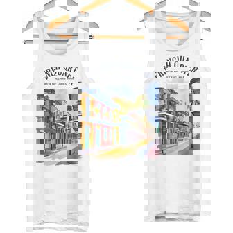 French Quarter New Orleans Louisiana Vintage Watercolor Tank Top | Mazezy
