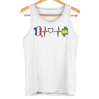 Gabon France Heartbeat Drapeau Gabonais France Débardeur e - Cadeauxyz