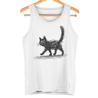 Gato Minimalista Gatito Dibujado A Mano Camiseta sin mangas - Regaloses