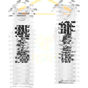 Gone Fishing Camo Bass Fish Old School Fishing Humor Tank Top | Mazezy