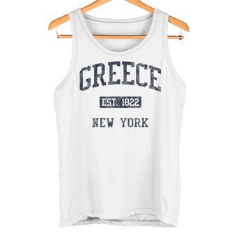 Greece NY JN4 Vintage Athletic Blue Tank Top | Mazezy