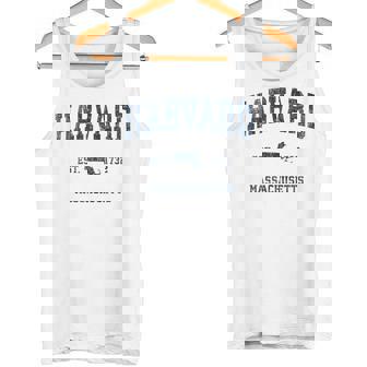 Harvard マサチューセッツ州 ヴィンテージ スポーツ デザイン ネイビー プリント タンクトップ - Kawaiitshirt