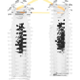 Horse Ink Art Rustic Rodeo Wild Western Portrait Cool Grunge Tank Top | Mazezy