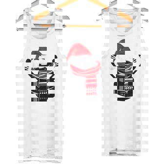 Ice Hockey Puck Snowman With Santa Christmas Tank Top | Mazezy