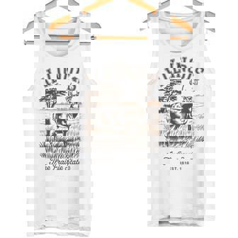 Illinois Retro Vintage State Prairie Deer Nature Tank Top | Mazezy