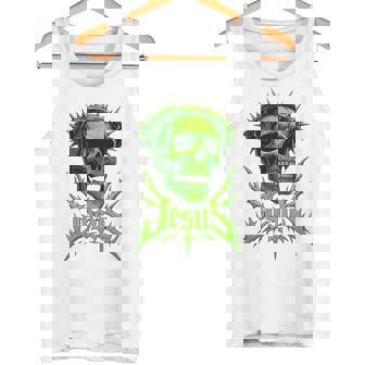 Jesus Skull Crown Christian Gothic Christcore Metal Style Premium Tank Top | Mazezy