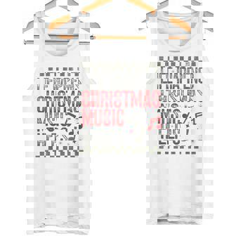 Life Happens Christmas Music Helps Holiday Quote Tank Top | Mazezy
