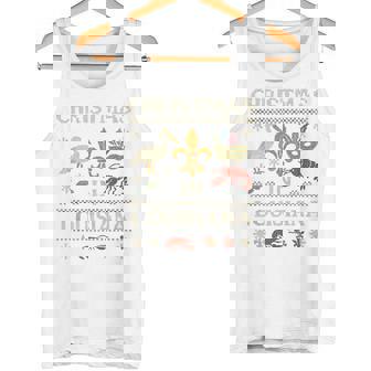 Louisiana Mardi Gras Shirt Ugly Sweater Crawfish Mask Knit Tank Top Tank Top | Mazezy