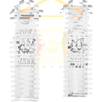 Louisiana Ugly Sweater Shirt Mardi Gras Pelican Fleur Mask Tank Top Tank Top | Mazezy