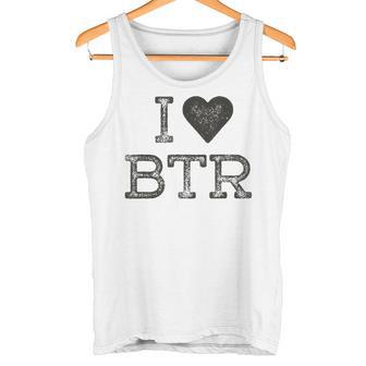 I Love BTR Baton Rouge Airport Code Vintage Hometown Travel Tank Top | Mazezy