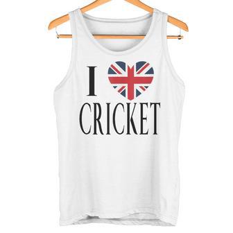 I Love Cricket British Flag Heart Text Tank Top Tank Top | Mazezy