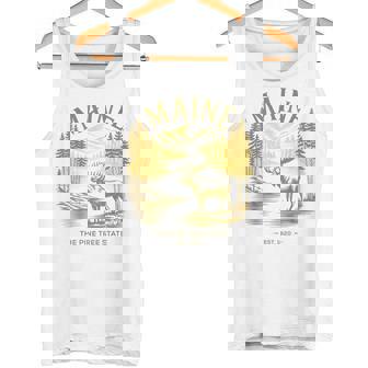 Maine Retro Vintage State Moose Pines Mountains Tank Top | Mazezy