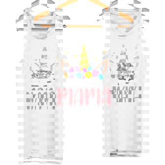 Mama Unicorn Floral Birthday Matching Tank Top | Mazezy