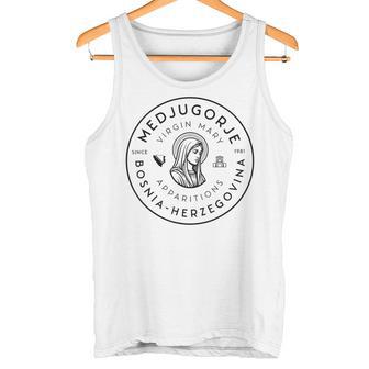 Medjugorje Virgin Mary Apparitions Logo-Style Catholic Tank Top | Mazezy