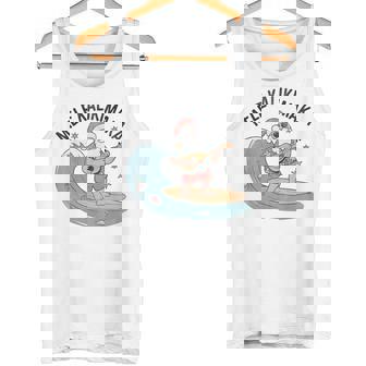 Mele Kalikimaka Surfing Santa Ukulele Hawaiian Christmas Tank Top | Mazezy