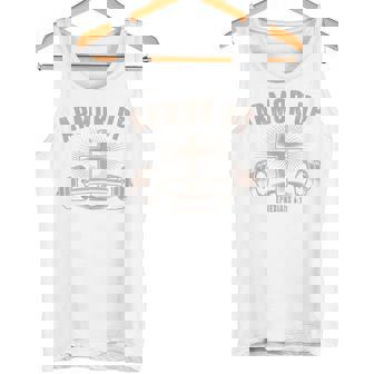 Men Armor Up Christian Workout Gym Camo Jesus Cross Dumbbell Tank Top | Mazezy