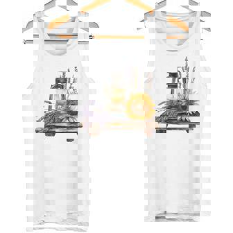 Metal Lantern With Candle And Sunflower T Shirt Tank Top | Mazezy