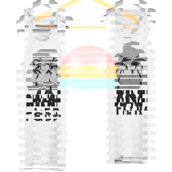 Miami Florida Retro Sunset Palm Trees Ocean Waves Tank Top Tank Top | Mazezy