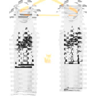 Mignon Randonnée Renard Dans La Forêt Graphique Rétrointage Arbres Forêts Débardeur e - Cadeauxyz