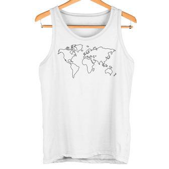 Minimaliste Avec Motif Carte Du Monde Du Globe Débardeur e - Cadeauxyz