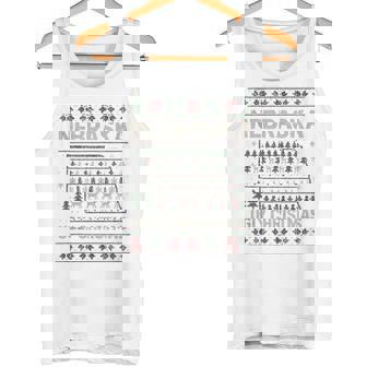 Nebraska Ugly Shirt NE Xmas Sweater Reindeer Trees Tank Top Tank Top | Mazezy