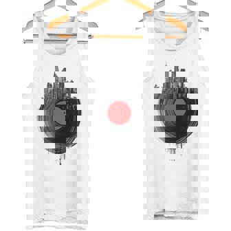 New York City Skyline Vinyl Record Urban Graphic Men Tank Top | Mazezy