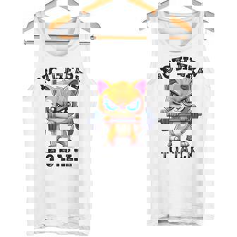 Not Here To Talk Cute Gym Cat Weightlifting Tank Top | Mazezy