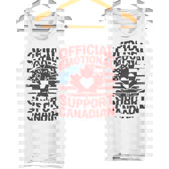 Official Emotional Support Canadian Fun American Flag Heart Tank Top | Mazezy