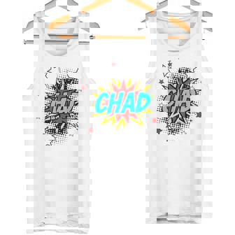 Personalized Name Comic Pop Art Superhero Chad Tank Top | Mazezy