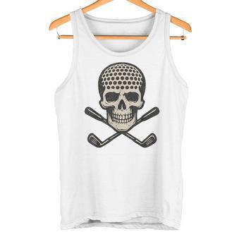 Pirate Style Vintage Skull Golf Ball Tank Top | Mazezy