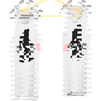 Powerlifter Bigfoot Lifting Long Bar Weightlifting Sasquatch Tank Top | Mazezy